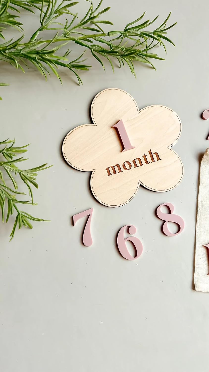 Wooden MDF Baby Monthly Milestone Cards Set (4.5 Inch)